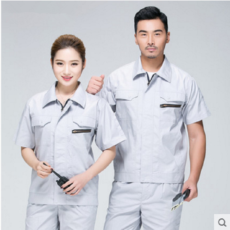 夏季新款透气短袖车间工作服定制 成人劳保工作服套装汽车维修服