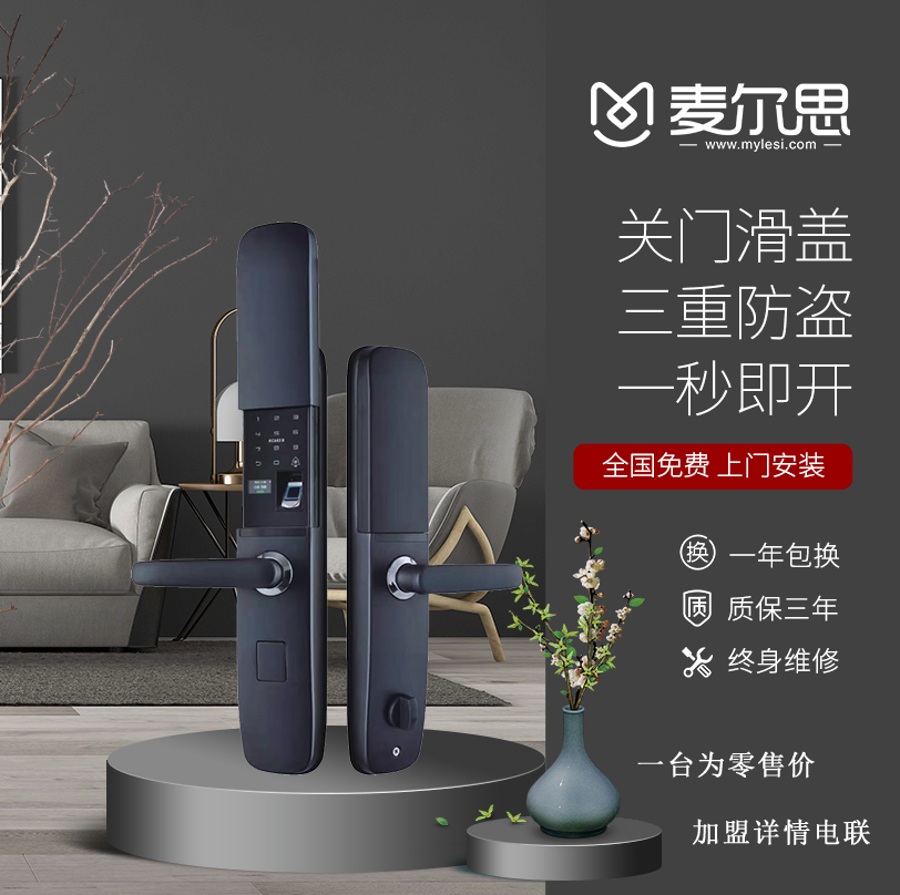 麦尔思智能锁X3 防盗门滑盖式智能密码锁  智能安防