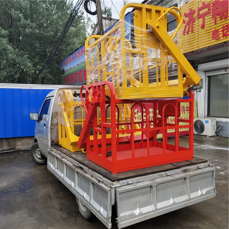 双手刹普通款吊车吊篮 花底防滑加厚底板吊车吊框 高空施工吊车吊笼