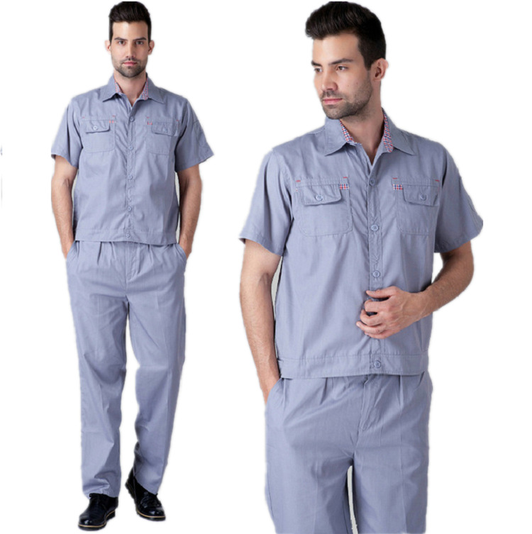 夏季新款车间成人短袖劳保服定制 流水线统一透气工作劳保服批发