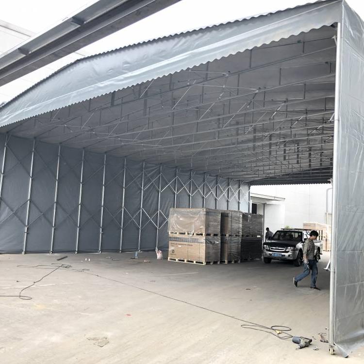 手动推拉篷移动推拉蓬伸缩推拉棚 户外室外遮阳雨篷   悬空电动智能推拉雨篷