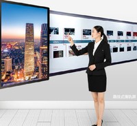 滑轨互动电视 电动手推式互动滑轨触摸屏 随人移动轨道电视屏