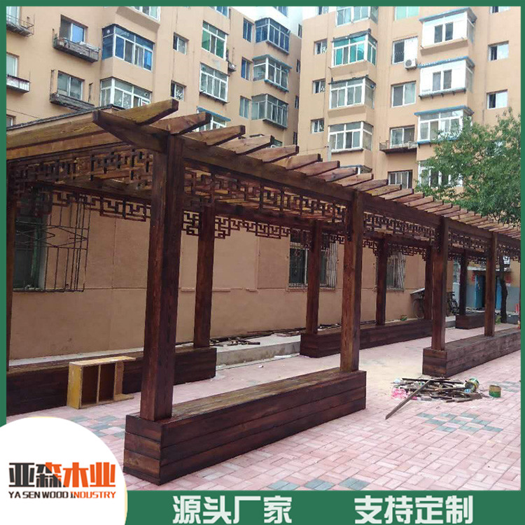 定制防腐木长廊 防腐木长廊价格 现货供应