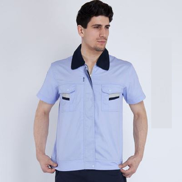 夏季新款短袖工作服套装 汽修维修耐脏劳保服 车间流水线统一劳保服