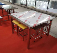 广杰供应学校饭堂餐桌 饭堂一体餐桌 不锈钢连体餐桌椅价格