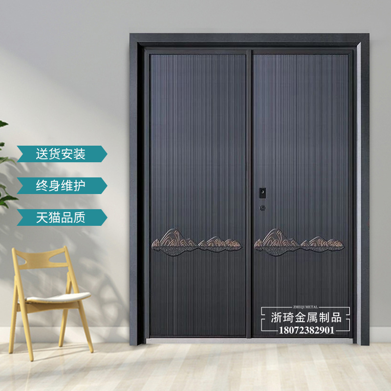  浙江厂家定制仿铸铝门 别墅仿古双开大门 庭院对开门 农村自建房进户门