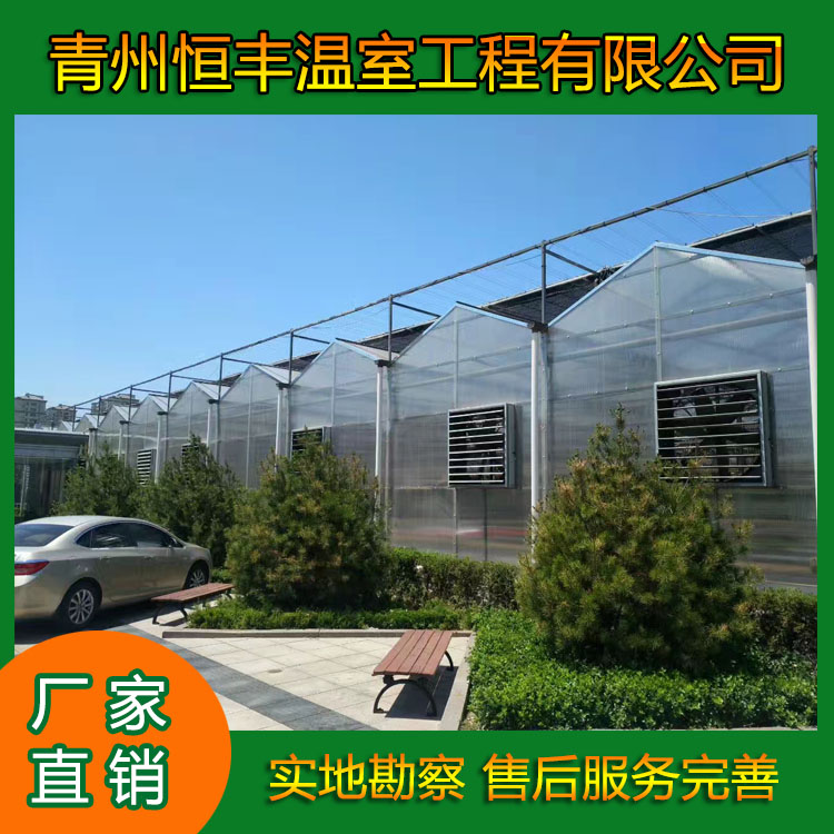 拉伸强度大的阳光板温室   一跨多顶阳光板温室  吉林阳光板温室安装 恒丰温室