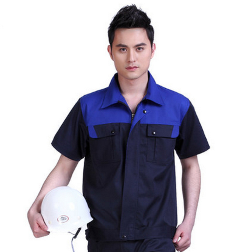 夏季短袖工作服套装 厂家直供车间流水线统一劳保服汽修维修工程服