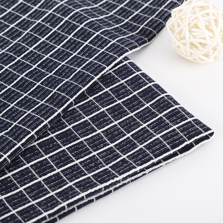 4316#厂家现货袖口领口家居服格子面料 睡衣套装氨纶布料40S棉格子布