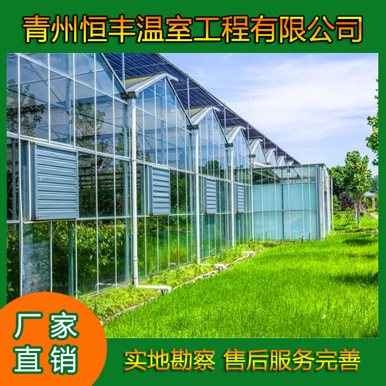 花卉玻璃温室承建  连栋玻璃温室施工 智能玻璃温室设计  恒丰温室   
