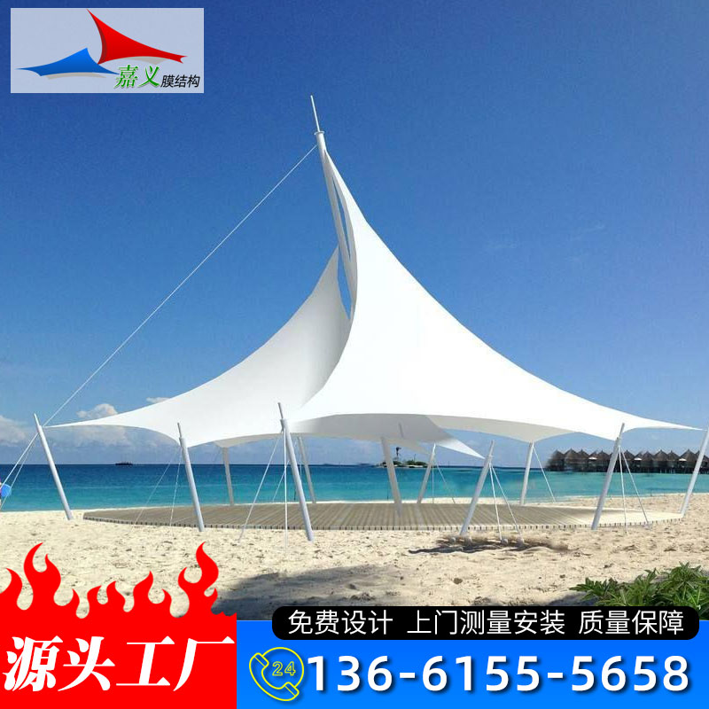 上海膜结构厂家设计景观棚造型 膜结构景观篷广场合抱式张拉膜景观棚