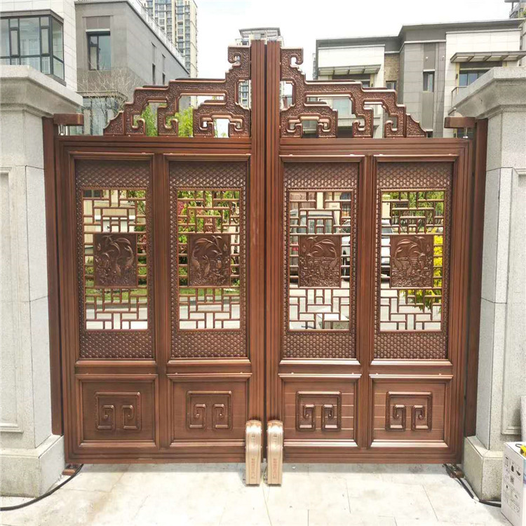 青州中式大门  铝合金庭院门   欧式铝艺门报价