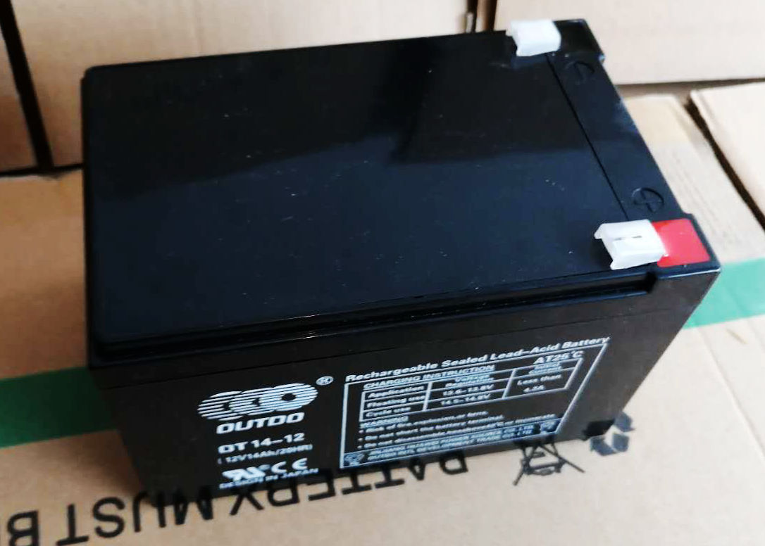 奥特多OUTDO蓄电池12V14AH免维护机器内置OT14-12机房UPS消防系统 消防控制器 门禁