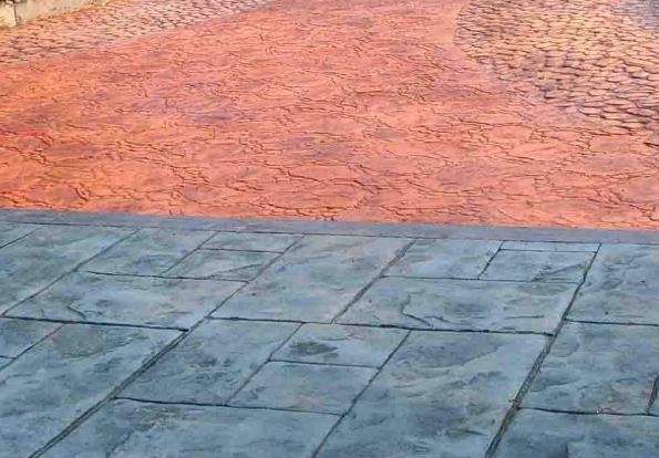 混凝土压花路面做法 压模彩色路面 水泥印花地面价格 晶邦新材料