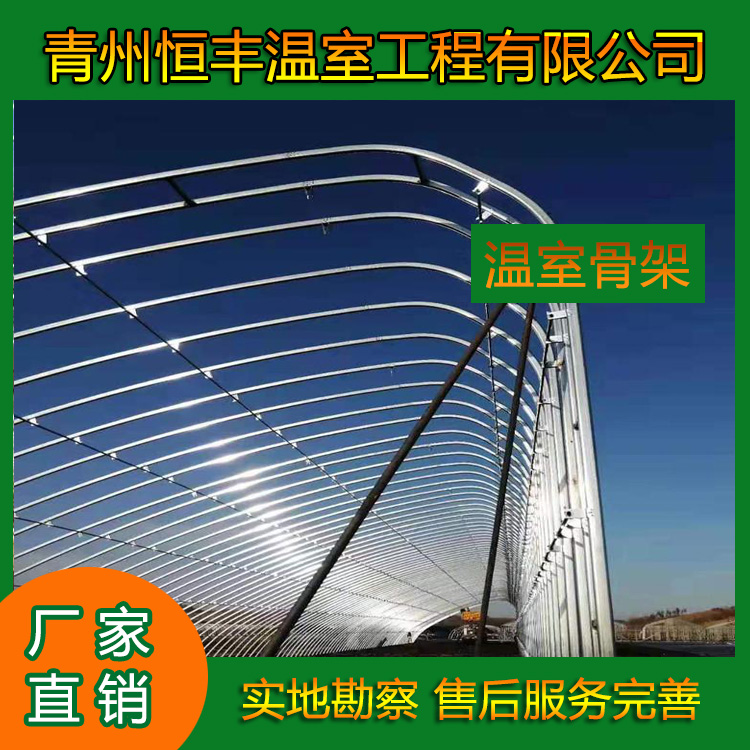 青蛙养殖大棚骨架供应   恒丰智能温室大棚骨架定制   热镀锌骨架大棚