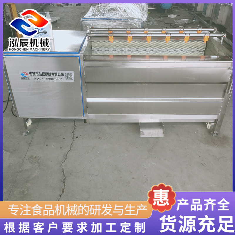 多功能大姜清洗机 根茎类去泥毛辊清洗机 800型自动出料毛辊清洗机 泓辰机械