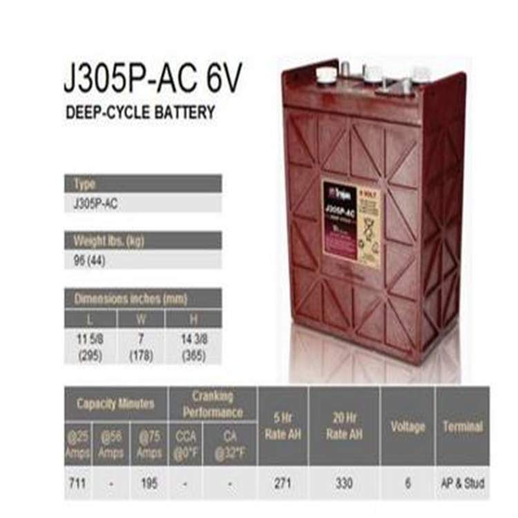 美国原装Trojan 邱健蓄电池J305G-AC 进口6V315AH电瓶洗地升降机