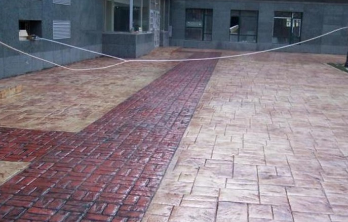 徐州 艺术压模地坪 彩色印花模具 水泥混凝土压花 彩色道路厂家 普林德建材