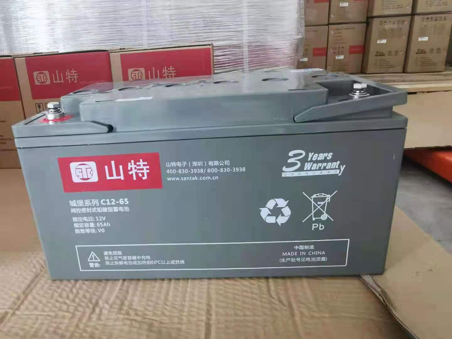 山特蓄电池C12-65 12V65AH 免维护UPS/EPS机房光伏发电