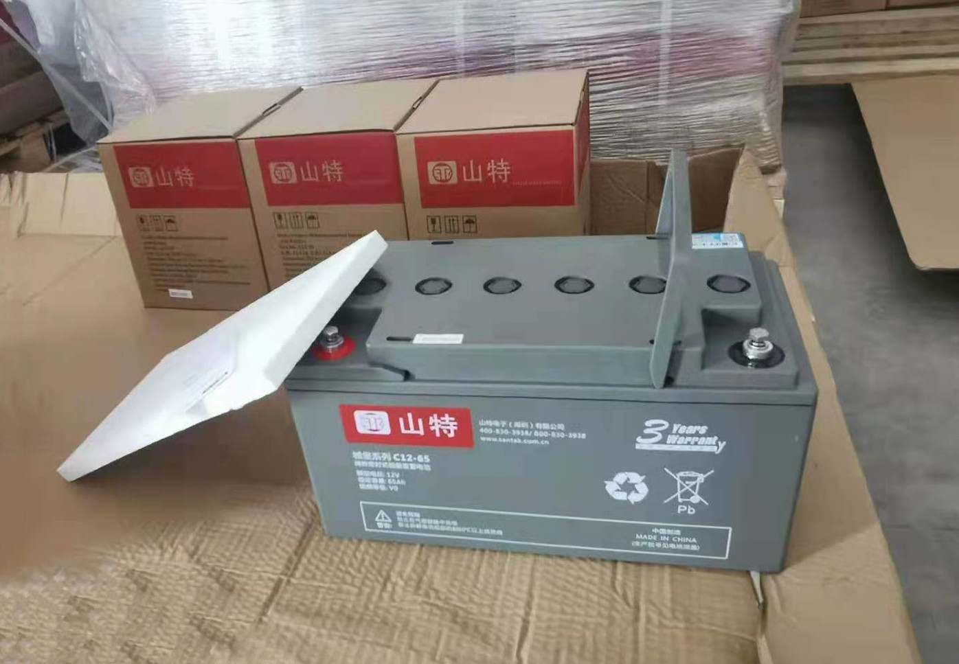山特蓄电池C12-65 12V65AH 免维护UPS电源机房专用阀控式铅酸
