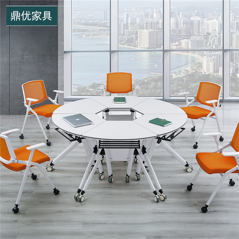 录播教室桌椅 广东六角组合桌厂家 扇形拼接圆形桌定制