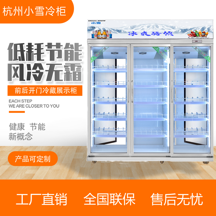 前后开门饮料冷藏展示柜立式玻璃门酒水冰箱商用定制杭州小雪冷柜