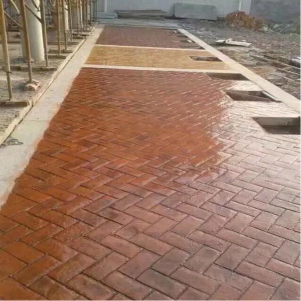 彩色地坪地面 混凝土压花路面做法 艺术地坪 晶邦地坪