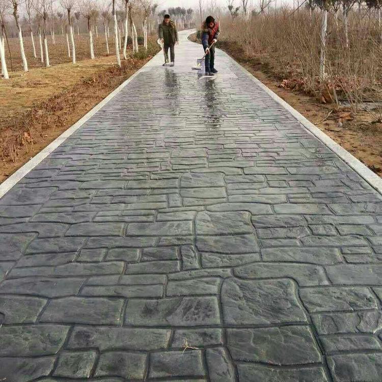 彩色地坪地面 压膜混泥土做法 水泥面压花 晶邦地坪