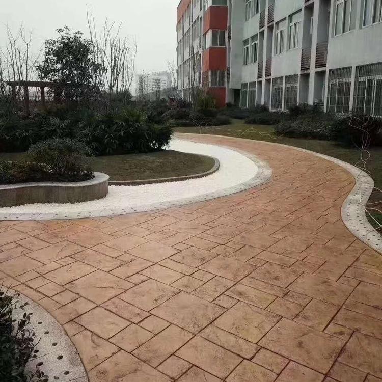  艺术地面 压模彩色路面 压模混凝土施工工艺 晶邦地坪