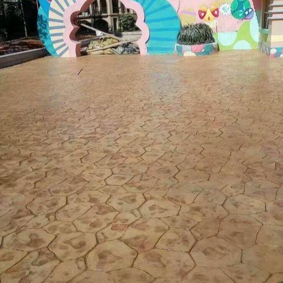 彩色地坪地面 压模工艺地坪 彩色艺术地坪 晶邦地坪