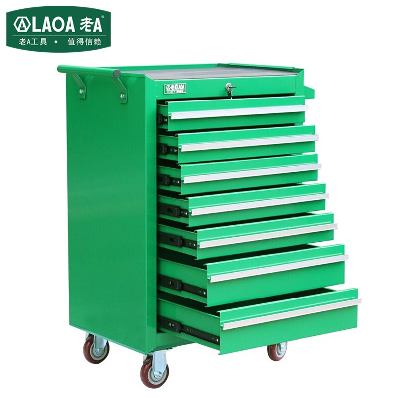 老A（LAOA）七层抽屉工具车 车间移动工具柜 绿色 LA111817