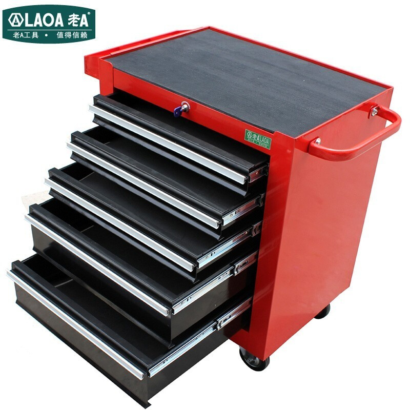 老A（LAOA）五层抽屉式工具车多功能维修工具柜工具推车LA114826 红色