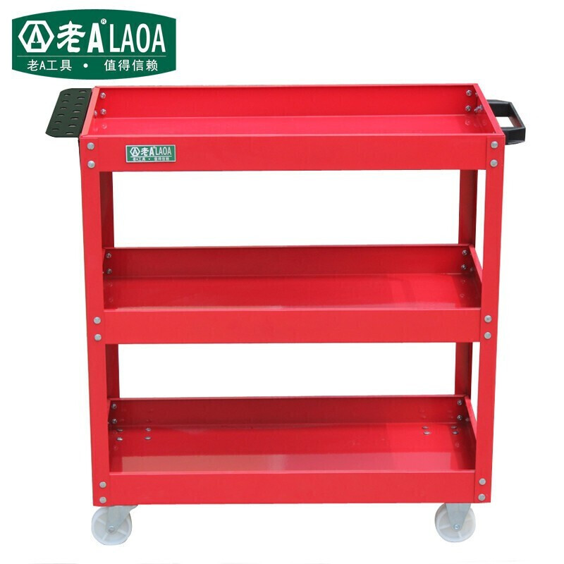 老A（LAOA）工具车推车 三层移动汽修工具柜收纳柜红色 LA111809 