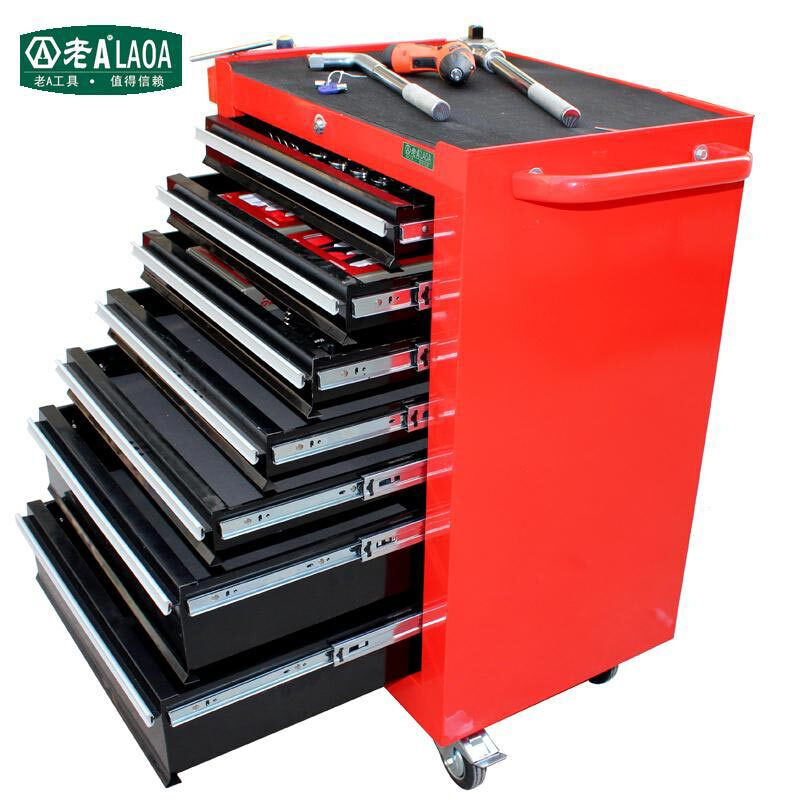 老A（LAOA）七层抽屉工具车 车间移动工具柜 红色 LA114827