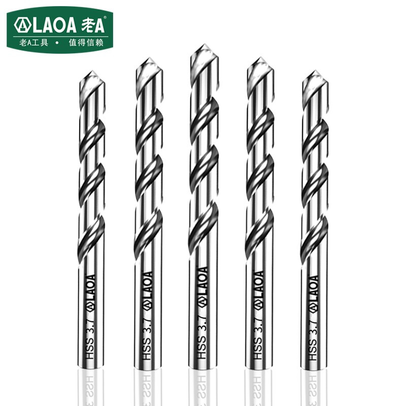 老A（LAOA）M2高速钢全磨制麻花钻头不锈钢钻头3.7mm LA166037（10支装）