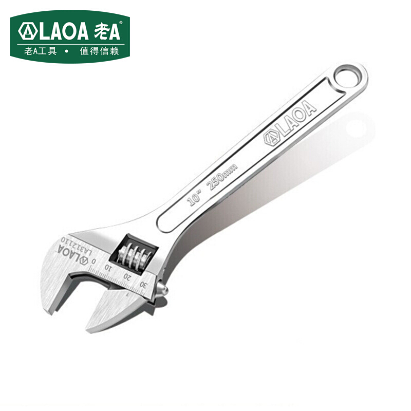 老A（LAOA）光柄活动扳手10英寸 带刻度活络开口扳手 LA312110