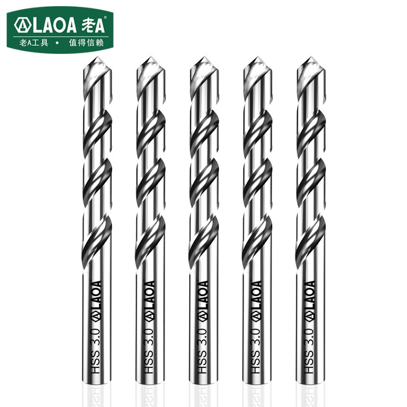 老A（LAOA）M2高速钢全磨制麻花钻头不锈钢钻头3.0mm LA166030（10支装）