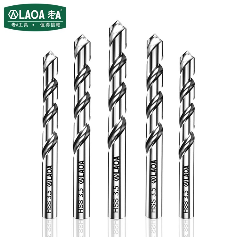 老A（LAOA）M2高速钢全磨制麻花钻头不锈钢钻头3.5mm LA166035（10支装）