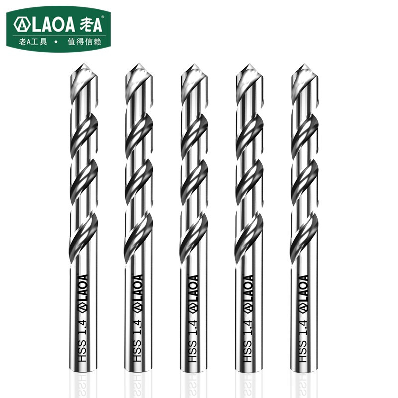 老A（LAOA）M2高速钢全磨制麻花钻头不锈钢钻头1.4mm LA166014（10支装）
