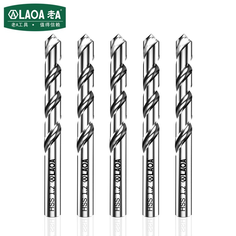 老A（LAOA）M2高速钢全磨制麻花钻头不锈钢钻头1.2mm LA166012（10支装）