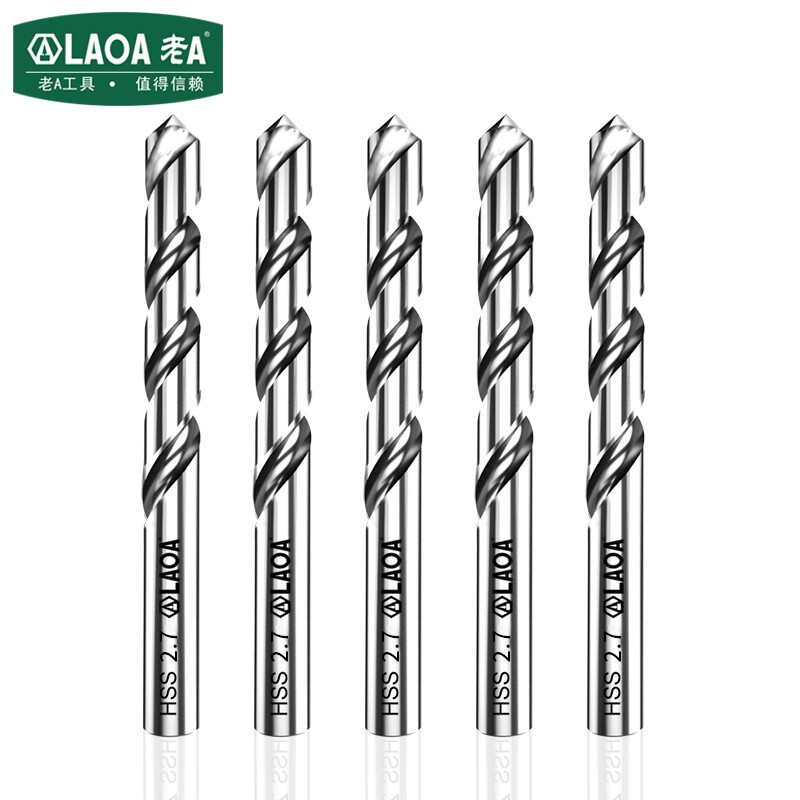 老A（LAOA）M2高速钢全磨制麻花钻头不锈钢钻头2.7mm LA166027（10支装）