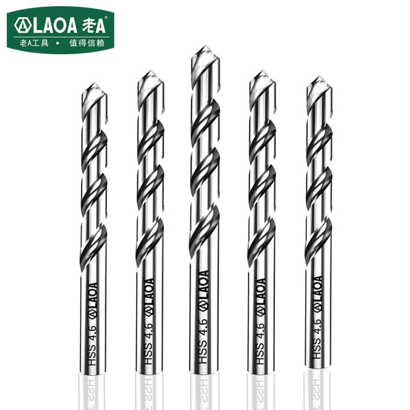 老A（LAOA）M2高速钢全磨制麻花钻头不锈钢钻头4.6mm LA166046（10支装）