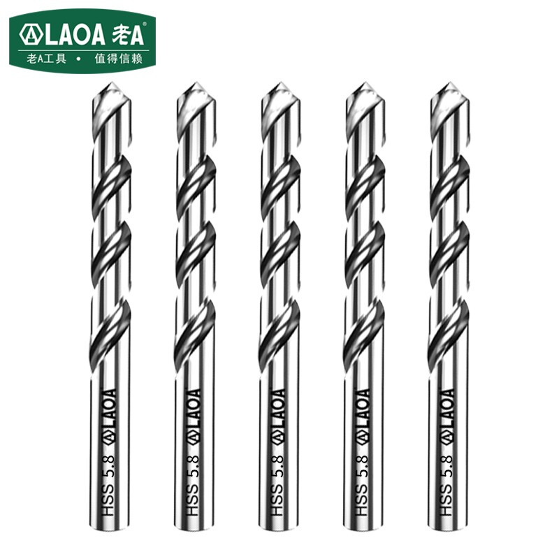 老A（LAOA）M2高速钢全磨制麻花钻头不锈钢钻头5.8mm LA166058（10支装）
