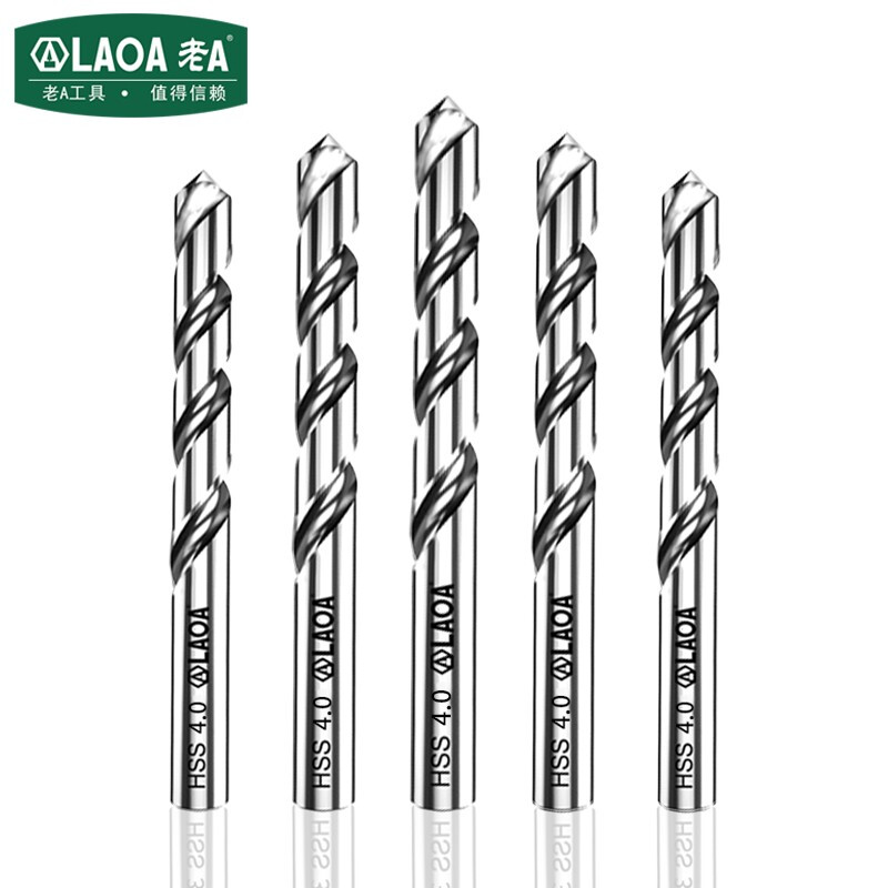 老A（LAOA）M2高速钢全磨制麻花钻头不锈钢钻头4.0mm LA166040（10支装）