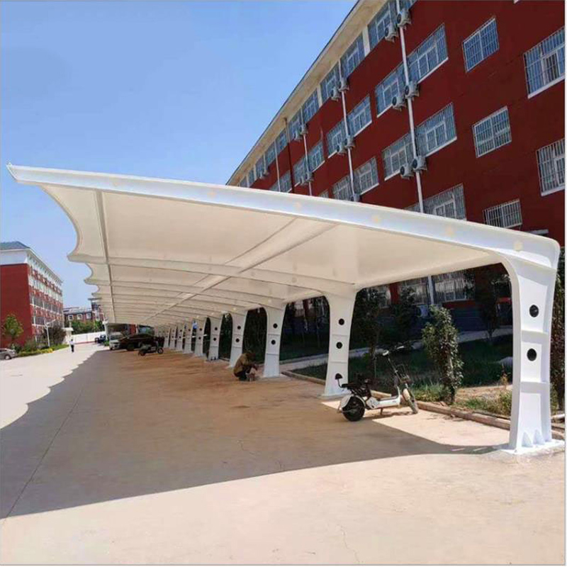 德阳七字梁停车棚 南充厂家定制七字梁膜结构遮阳棚 广安膜结构挡雨7