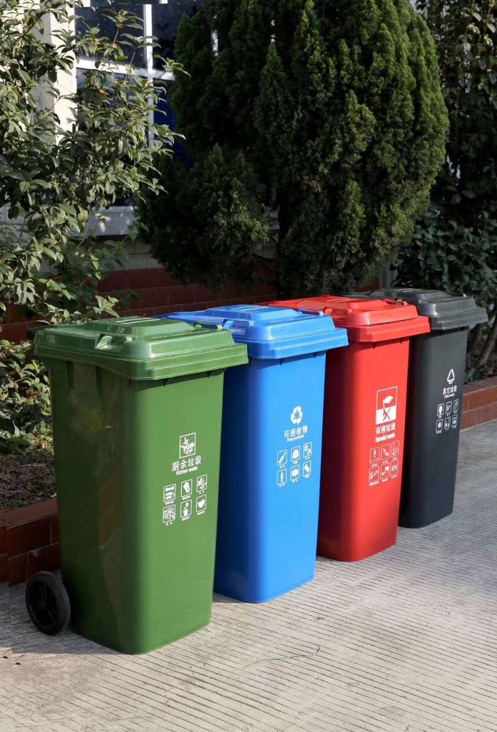 广东厂家 户外塑料垃圾桶 100L小区物业大号分类桶