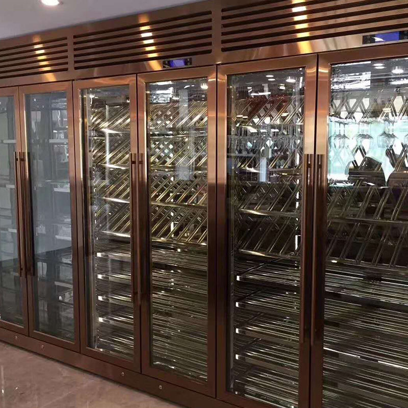 现代简约不锈钢酒柜 家装恒温酒柜定制 不锈钢恒温酒柜定制 标艺不锈钢厂家