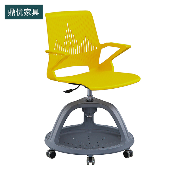 可360度旋转写字板学习椅 鼎优培训椅带轱辘 智慧课堂的学生椅厂家