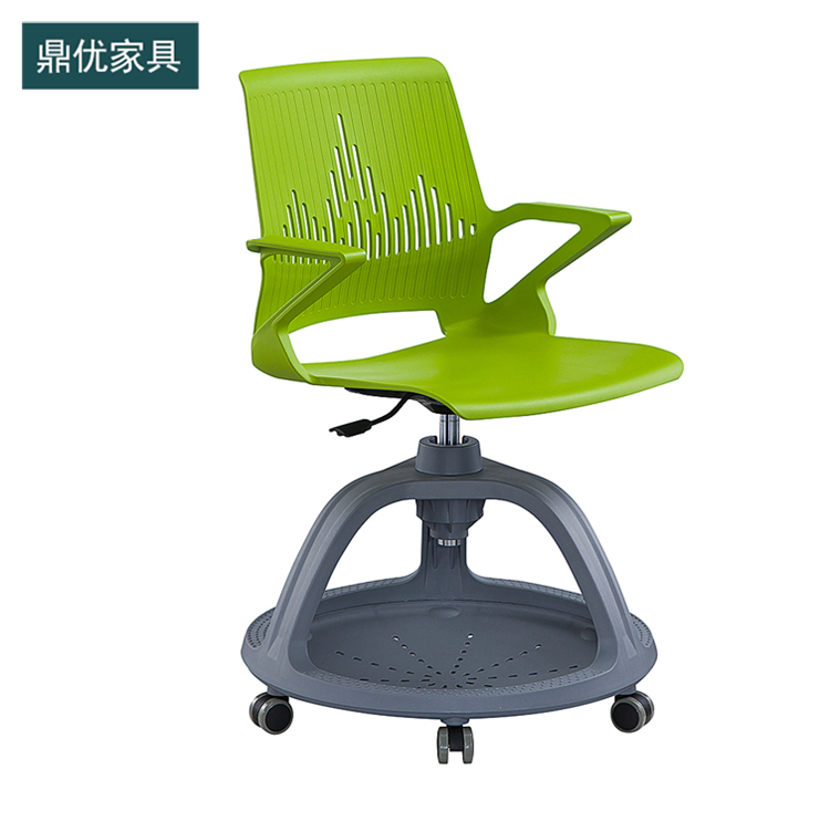 可360度旋转写字板学习椅 鼎优培训椅带轱辘 精品智慧教室桌椅生产厂家
