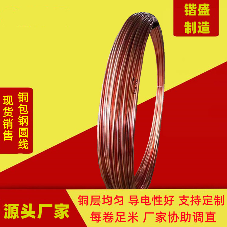 东营 光伏接地 铜包钢圆线 地网接地铜覆钢圆钢 φ12mm镀铜接地线